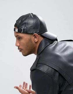 black leather cap-444